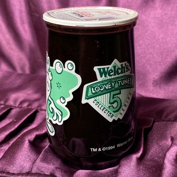 VTG SEALED Welch's LOONEY TUNES  #5 TAZ Strawberry Jam Glass Jar 1994 Acme Soap - Picture 6 of 11